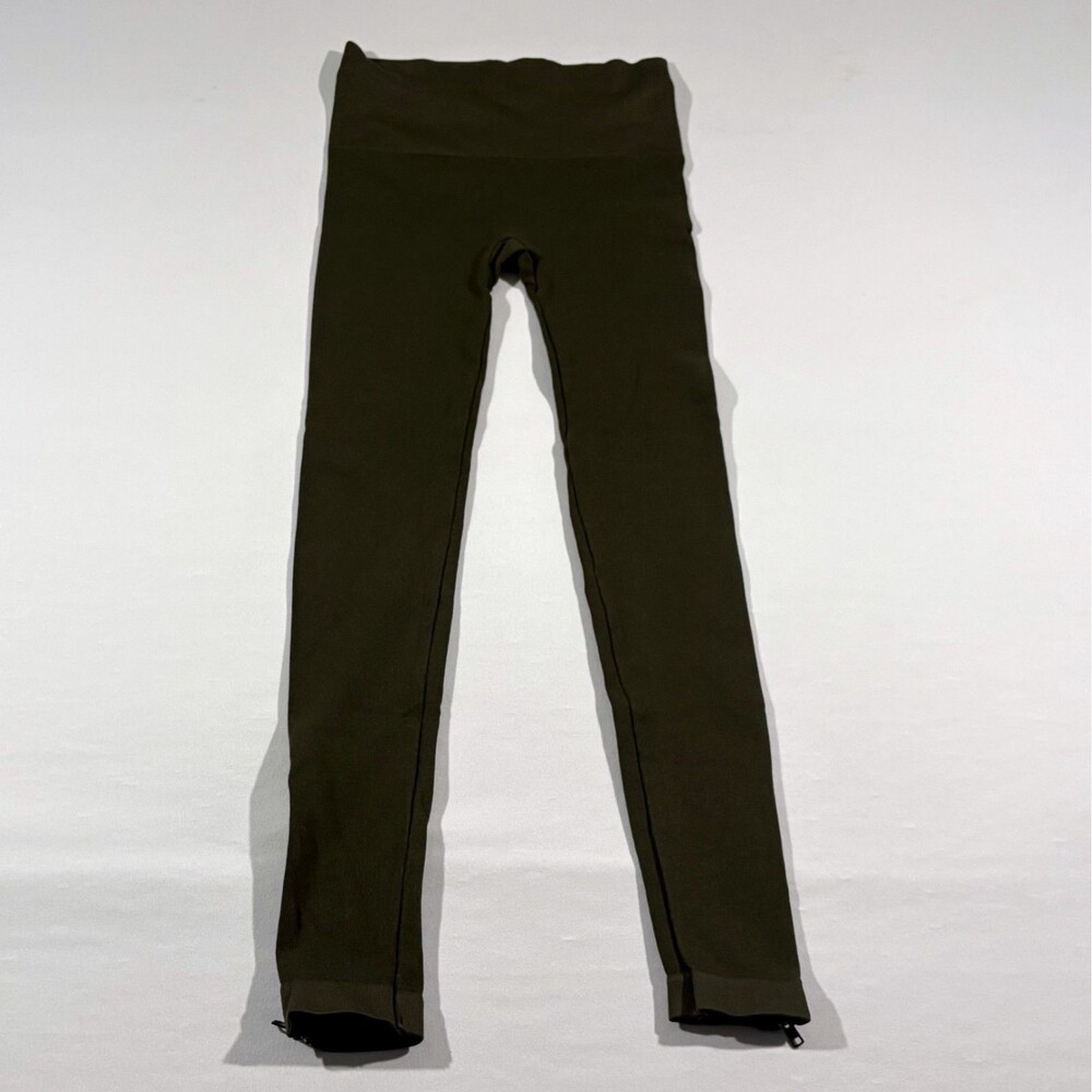 Spanx Leggings Womens Green Compression Seamless Ankle Shapewear Zip FL3315 Sz S